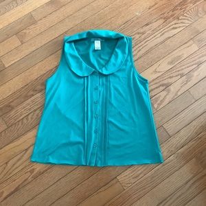 Teal Peter Pan collared tank